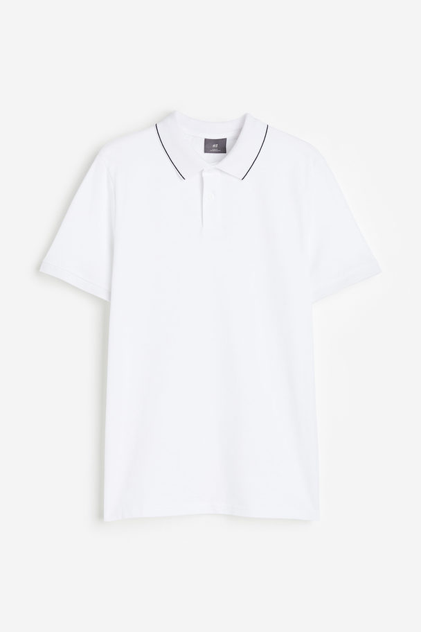 H&M Poloshirt I Bomuldspiqué Slim Fit Hvid