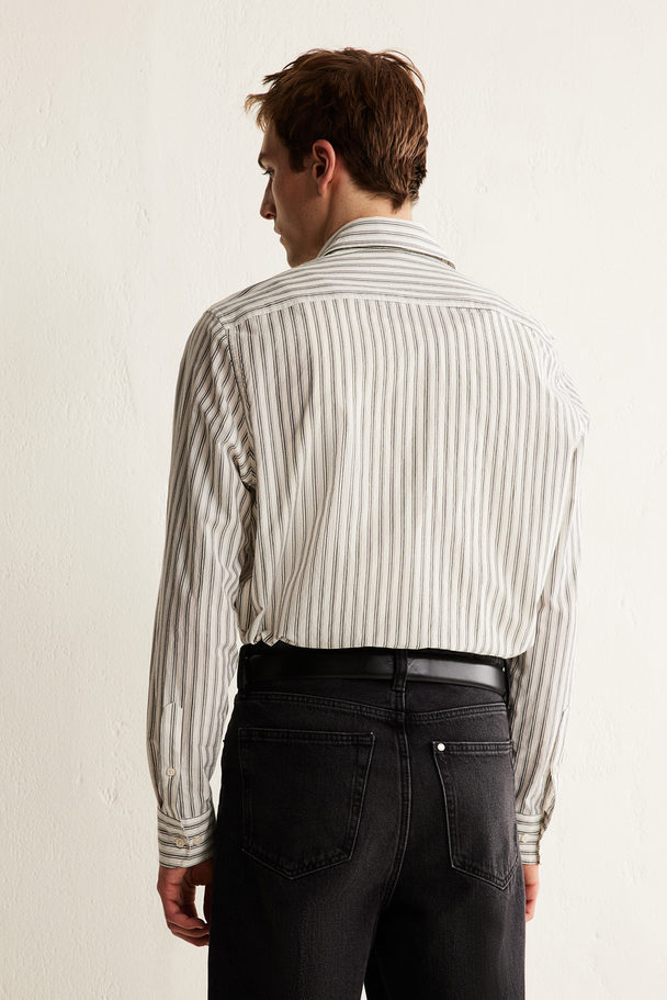 H&M Overhemd - Regular Fit Roomwit/grijs Gestreept