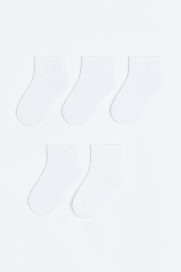 H&M 5er-Pack Socken aus Strukturstrick Weiß