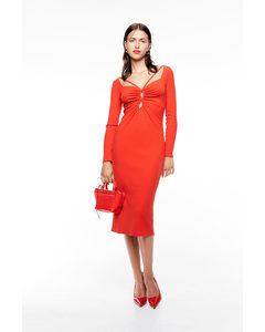 Ribbed Cut-out Dress Bright Red