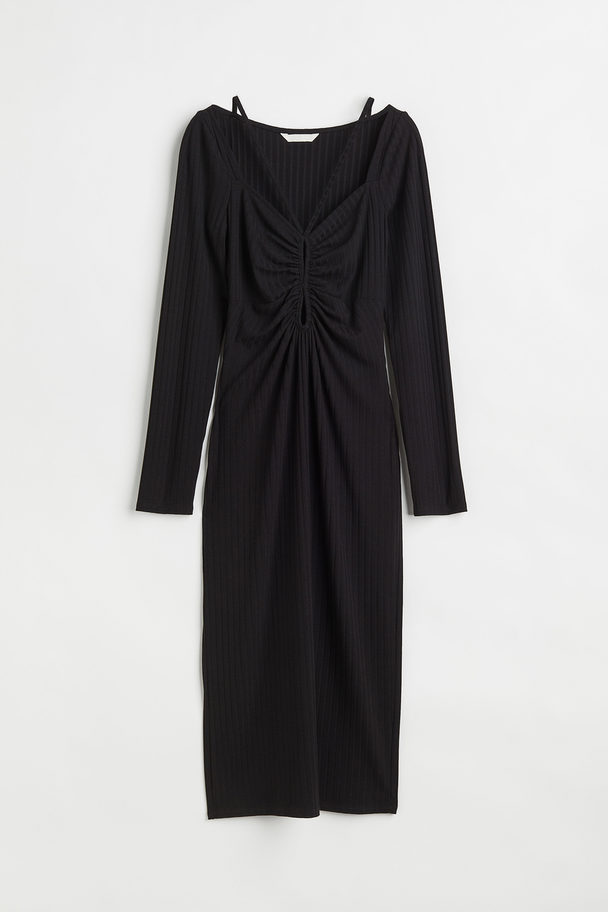 H&M Ribbed Cut-out Dress Black