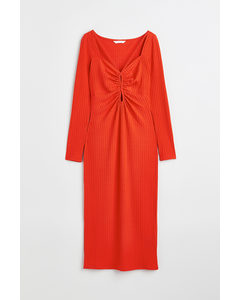 Ribbed Cut-out Dress Bright Red