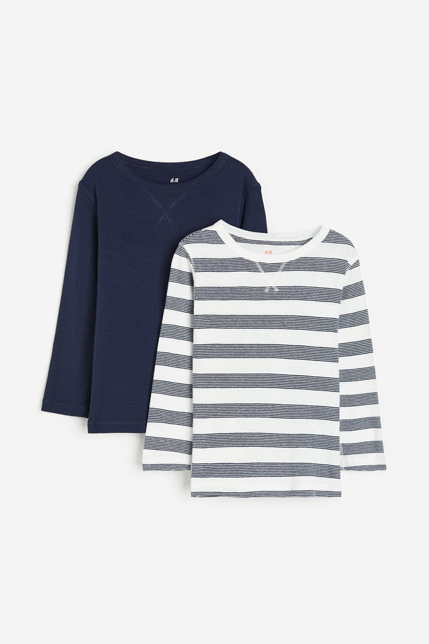 H&M 2-pack Long-sleeved T-shirts White/striped