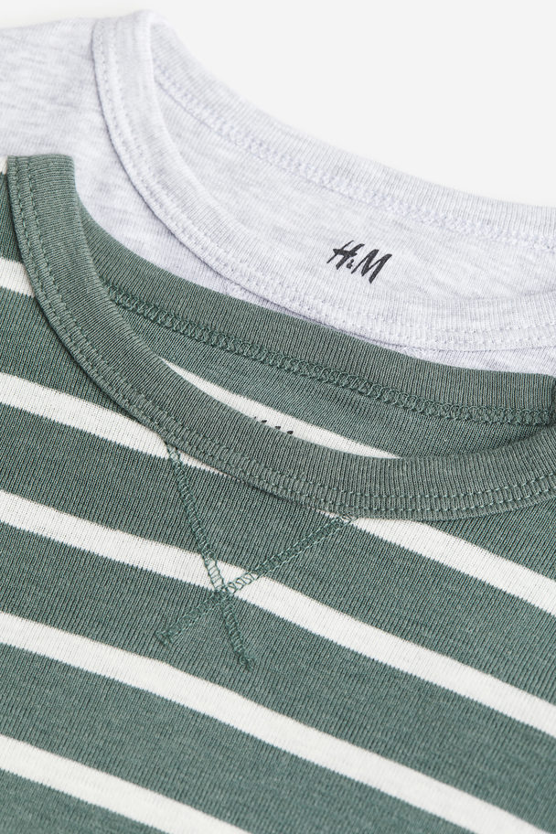 H&M Set Van 2 Shirts Groen/gestreept