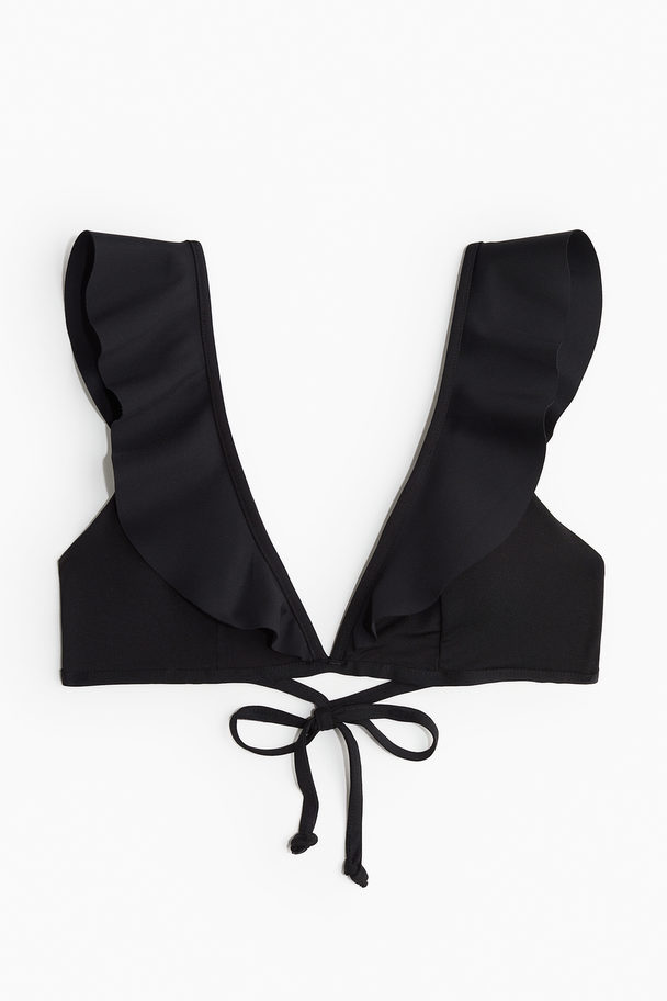 H&M Wattiertes Bikinitop Schwarz