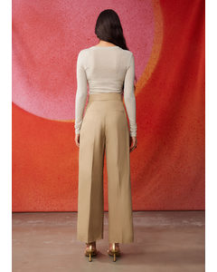 Straight Tailored Trousers Beige