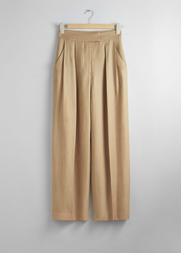 & Other Stories Straight Tailored Trousers Beige