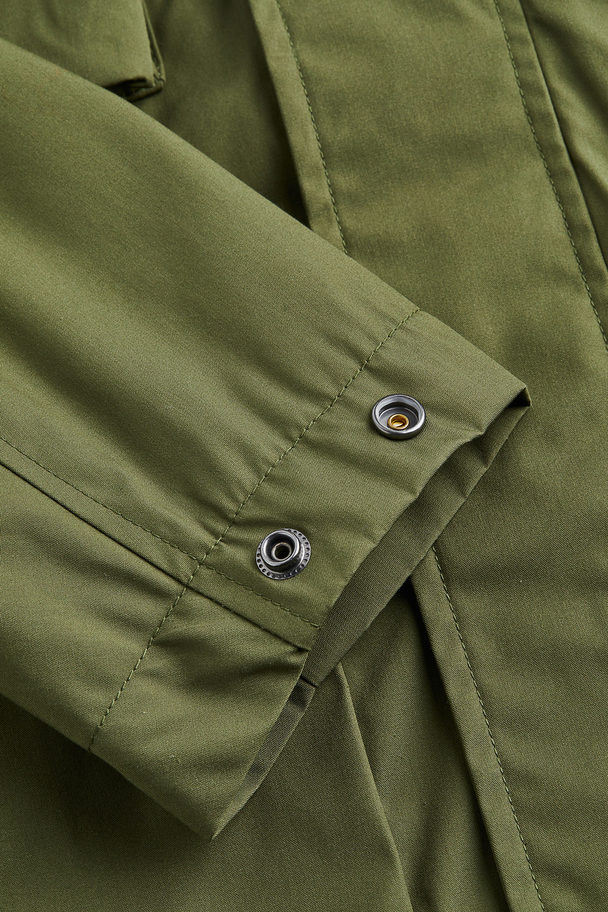 H&M Water-repellent Hooded Jacket Khaki Green