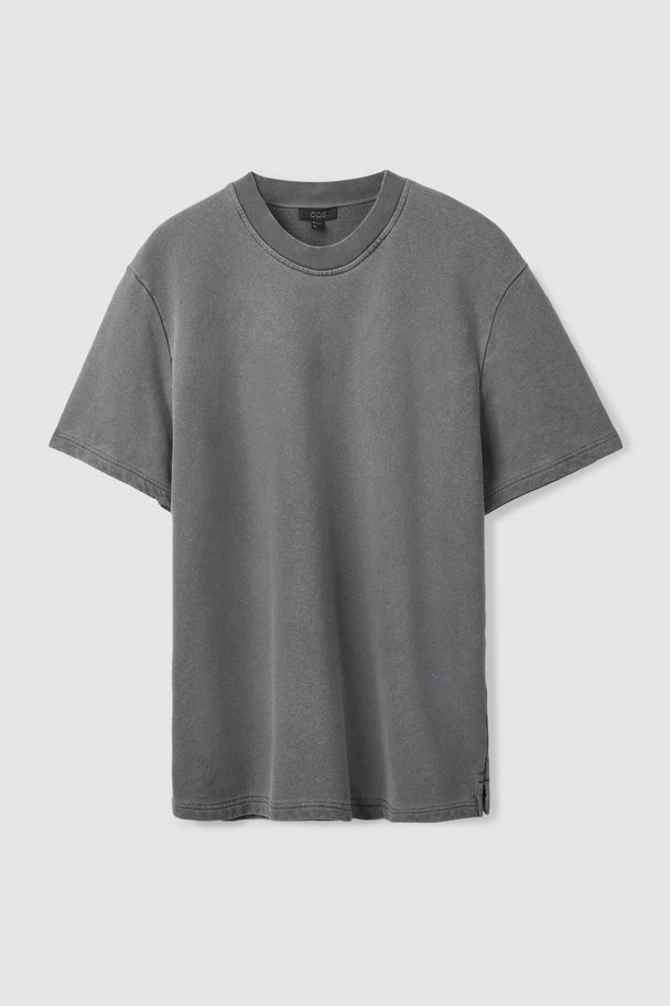 COS Oversized-fit Short-sleeve Sweatshirt Washed Grey
