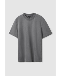 Oversized-fit Short-sleeve Sweatshirt Washed Grey