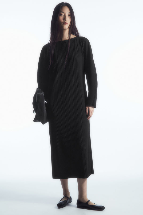 COS Pleated Midi Dress Black