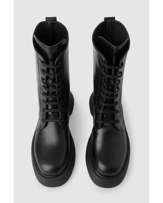 COS Chunky Lace-up Leather Boots Black
