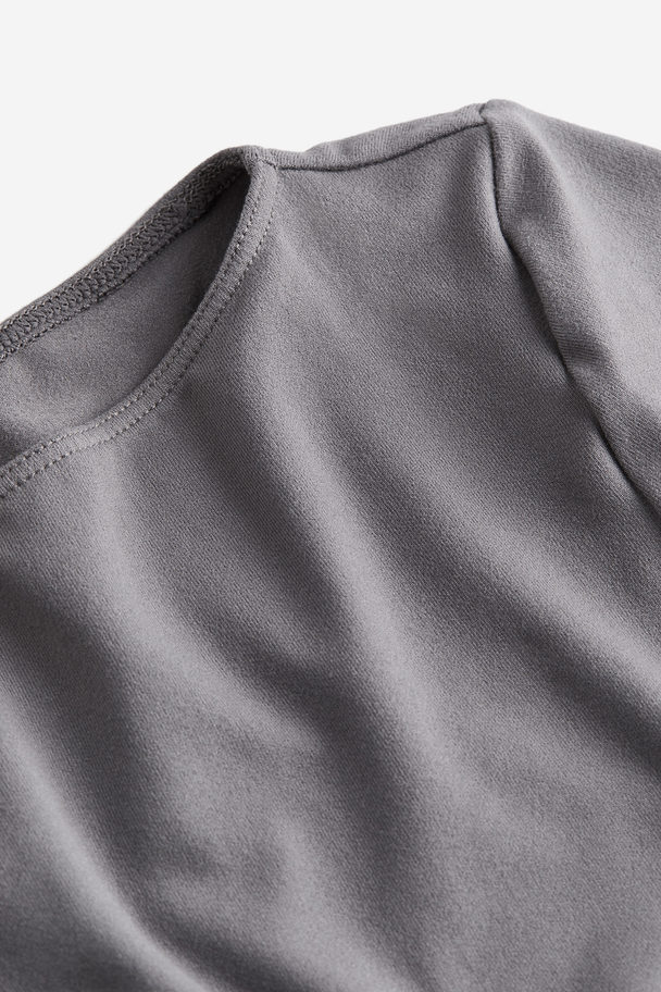 H&M Boat-neck Jersey Top Dark Grey