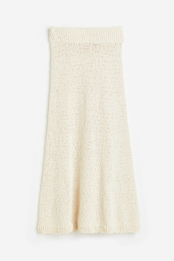 H&M Flared Textured-knit Skirt Cream