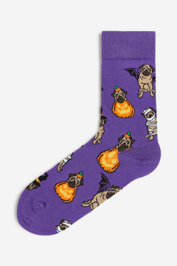 H&M Fine-knit Socks Purple/halloween