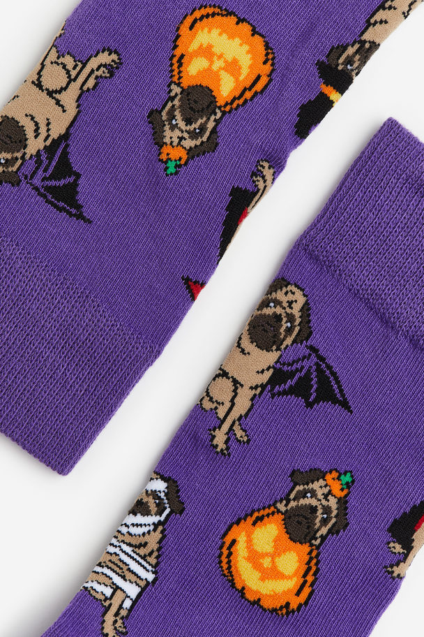 H&M Fine-knit Socks Purple/halloween