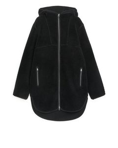 Hooded Pile Jacket Black