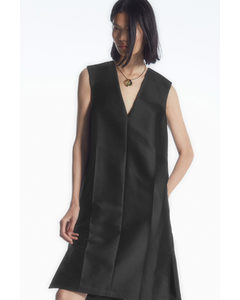 Button-detail Wool-blend Dress Black