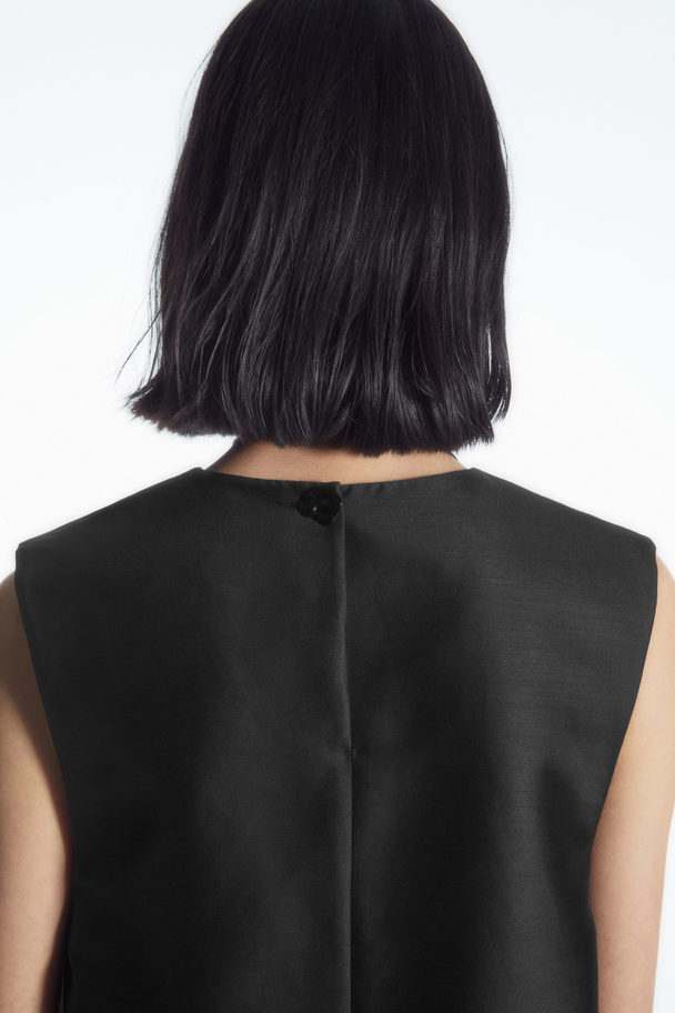 COS Button-detail Wool-blend Dress Black