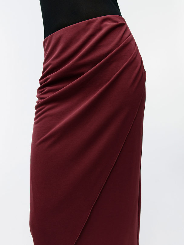 ARKET Wrap Jersey Skirt Dark Red