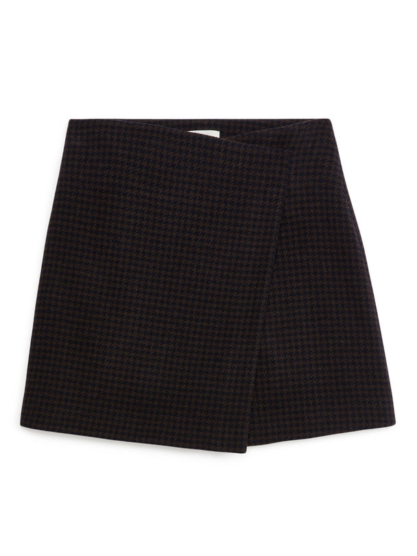 ARKET Wrap Wool Skirt Brown/black