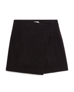 Wrap Wool Skirt Brown/black