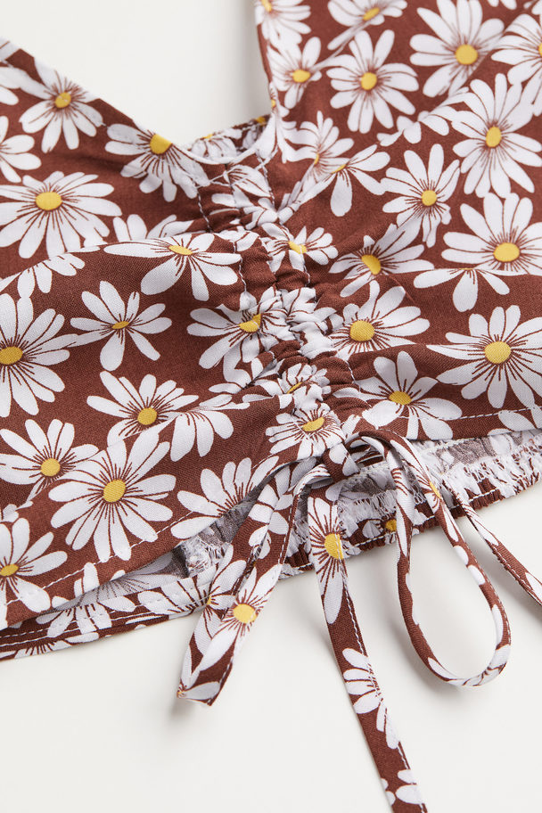 H&M Halterneck Crop Top Brown/floral