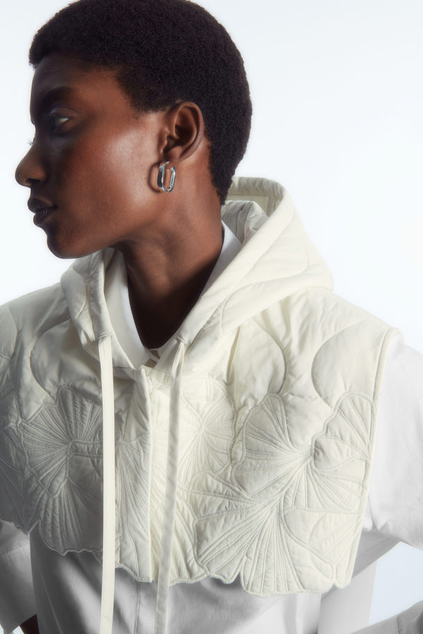 COS Embroidered Quilted Hood Off-white