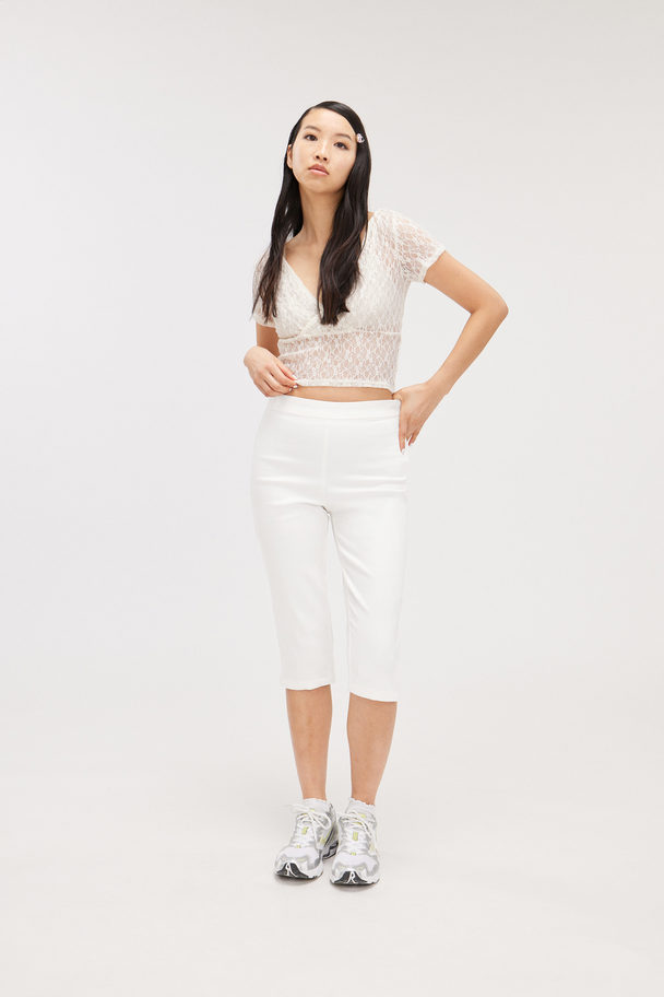 Monki Ultra Cropped Trousers White