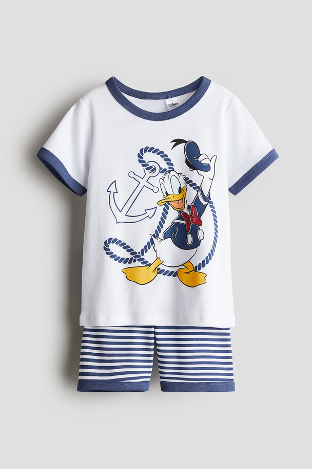 H&M Katoenen Pyjama Met Print Wit/donald Duck