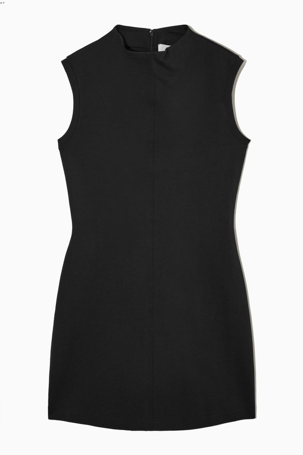 COS Slim-fit Mock-neck Mini Dress Black
