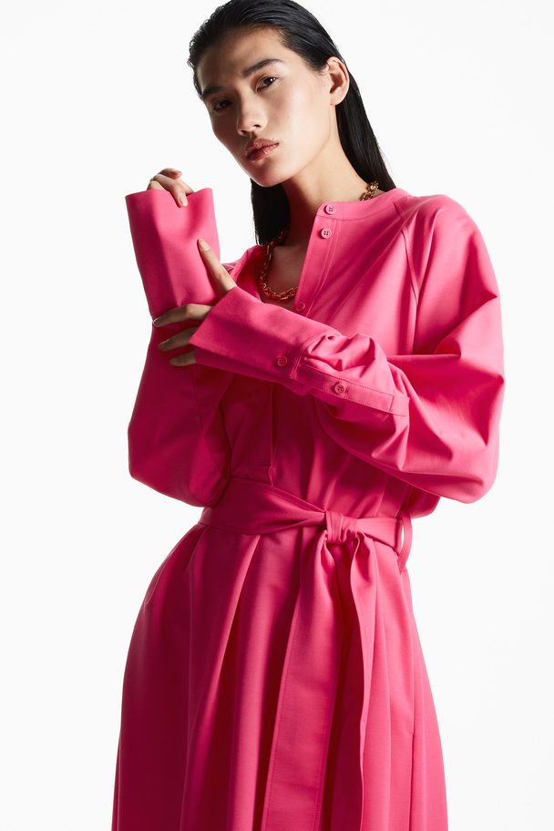 COS Belted Midi Shirt Dress Fuchsia Pink