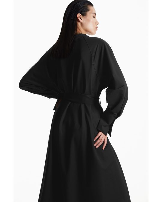 COS Belted Midi Shirt Dress Black