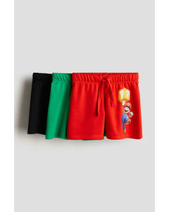 3er-Pack Sweatshorts mit Print Rot/Super Mario