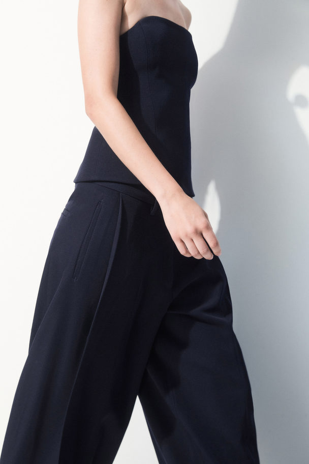 COS The Wide-leg Wool Trousers Navy