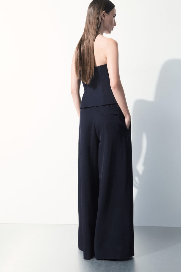 COS The Wide-leg Wool Trousers Navy