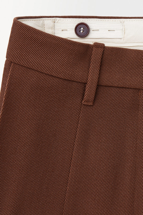 COS The Wide-leg Wool Trousers Dark Brown