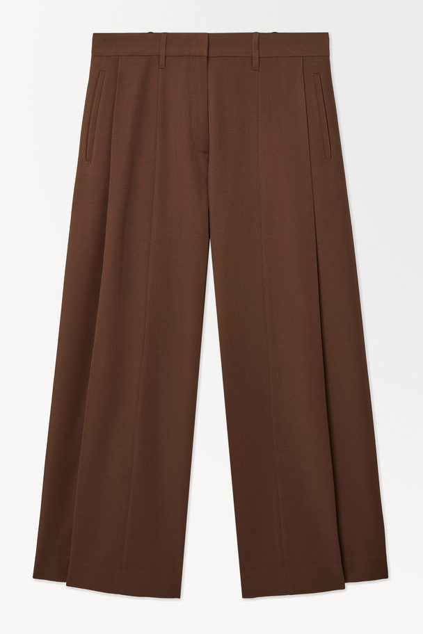COS The Wide-leg Wool Trousers Dark Brown