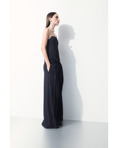 The Wide-leg Wool Trousers Navy