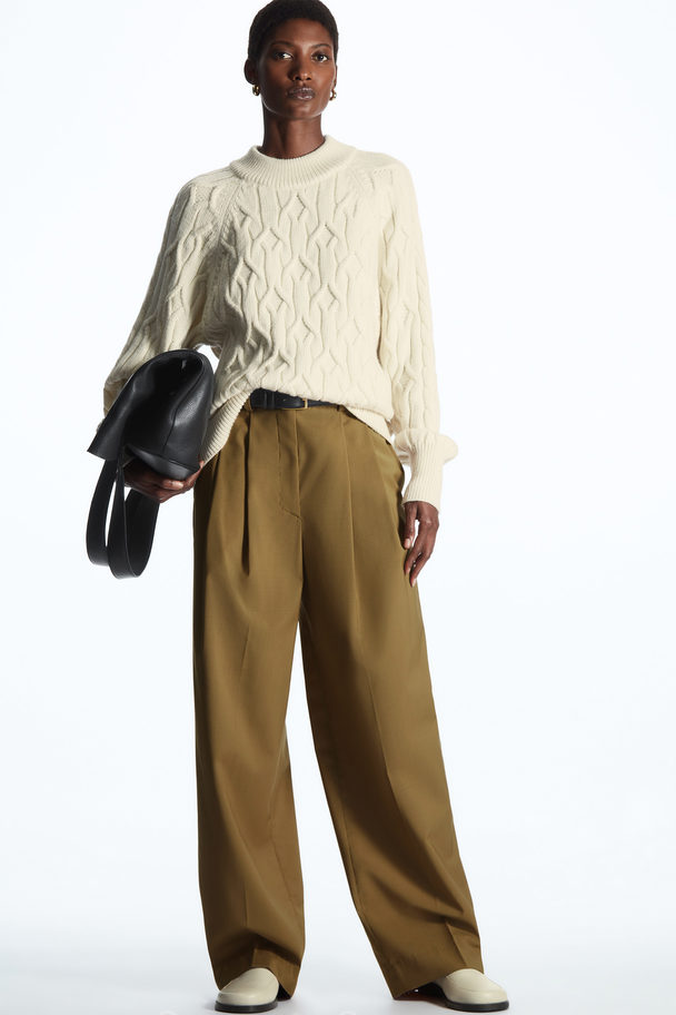 COS Cable-knit Wool-blend Jumper Cream