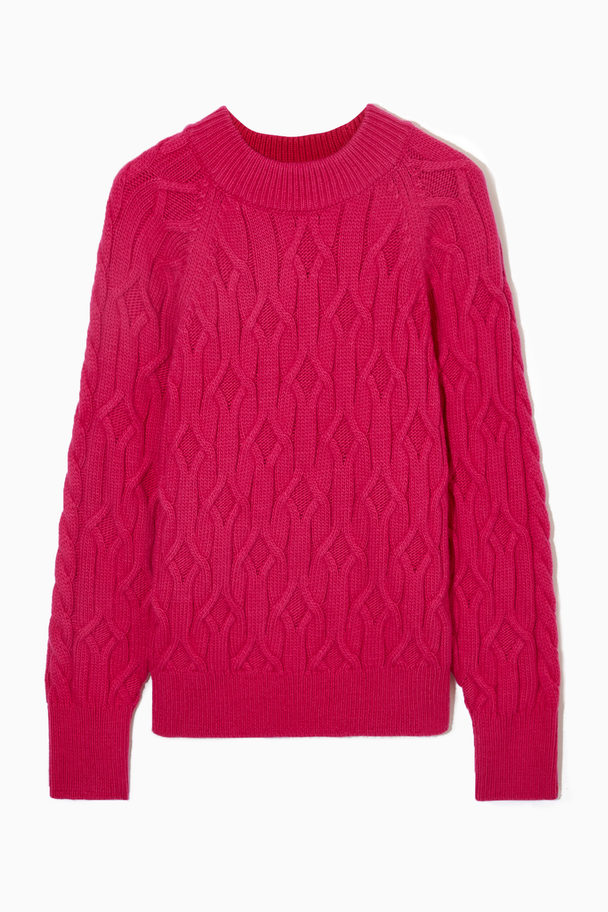 COS Cable-knit Wool-blend Jumper Fuchsia Pink