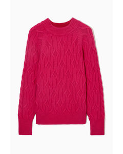 Cable-knit Wool-blend Jumper Fuchsia Pink