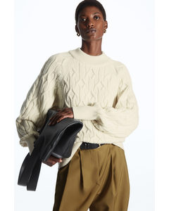 Cable-knit Wool-blend Jumper Cream