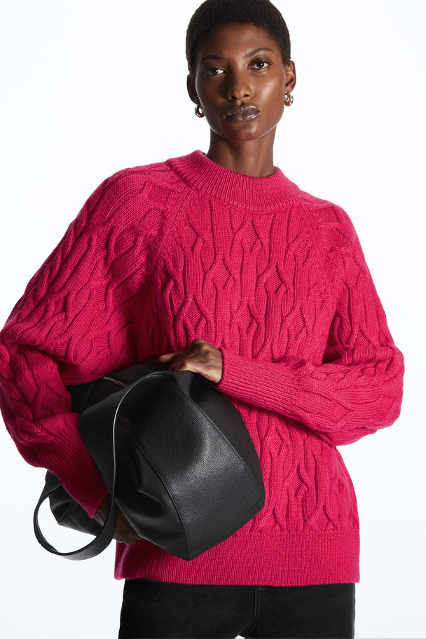 COS Cable-knit Wool-blend Jumper Fuchsia Pink