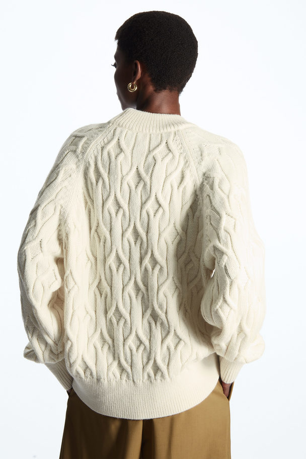 COS Cable-knit Wool-blend Jumper Cream