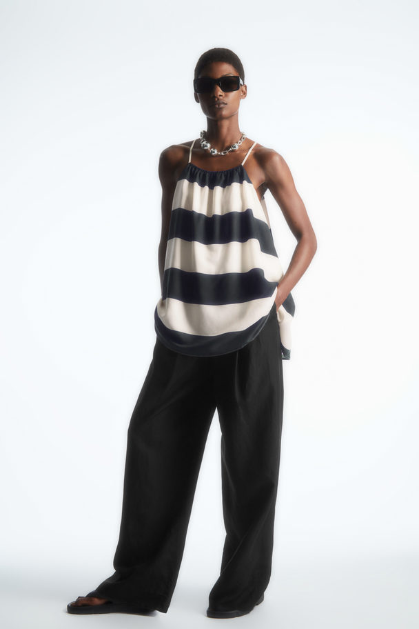 COS Halterneck Tunic-style Top Navy / White / Striped