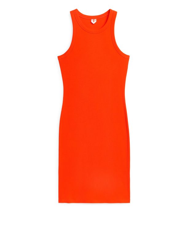 ARKET Ribbed Tank Dress Orange