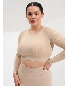 Sand Washed Ribbed Seamless Crop Long Sleeve
