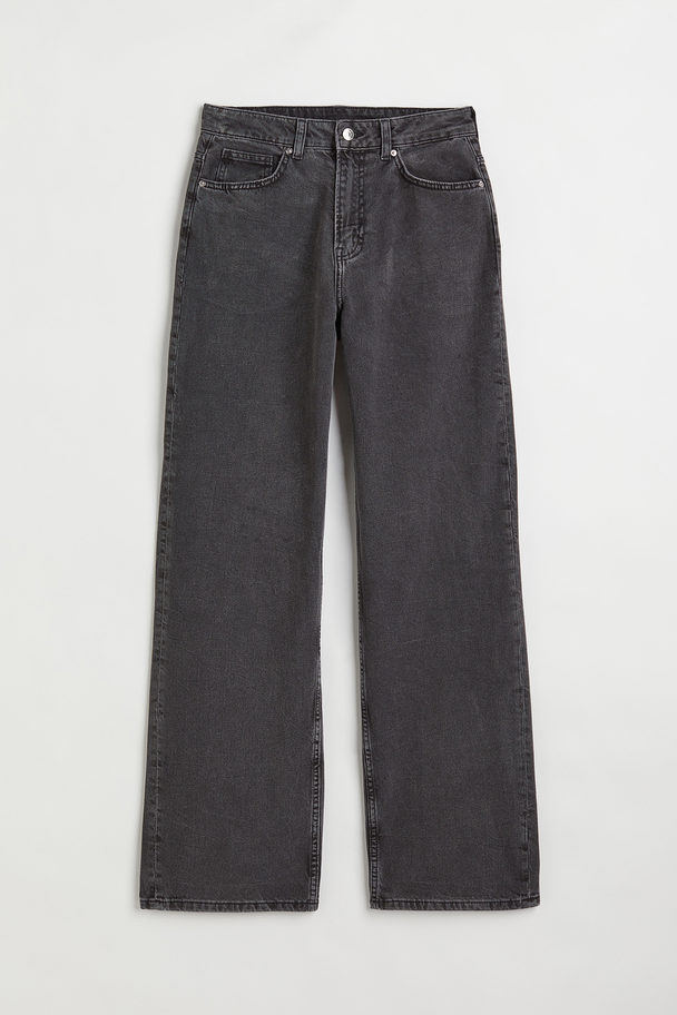 H&M 90s Baggy High Jeans Donkergrijs