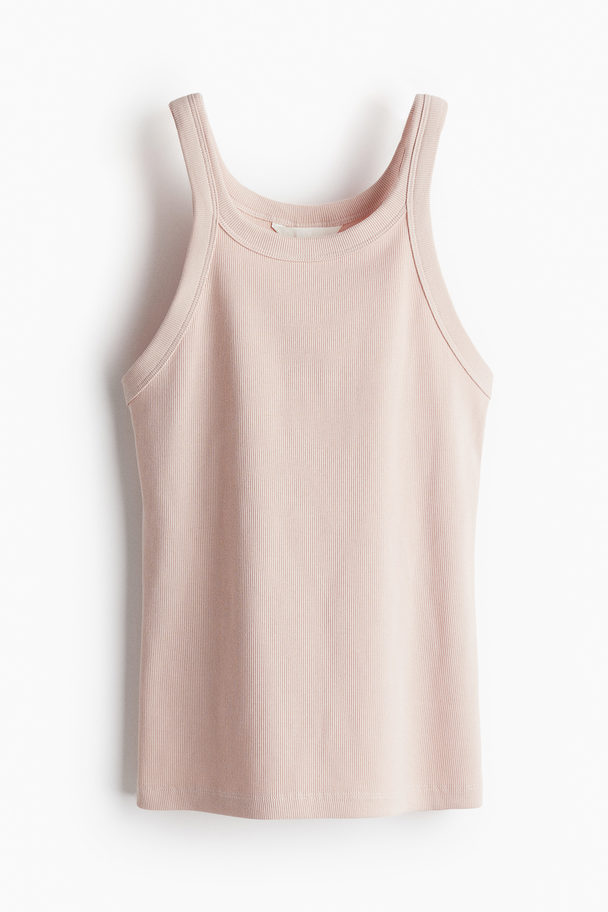 H&M Geribde Tanktop Poederroze